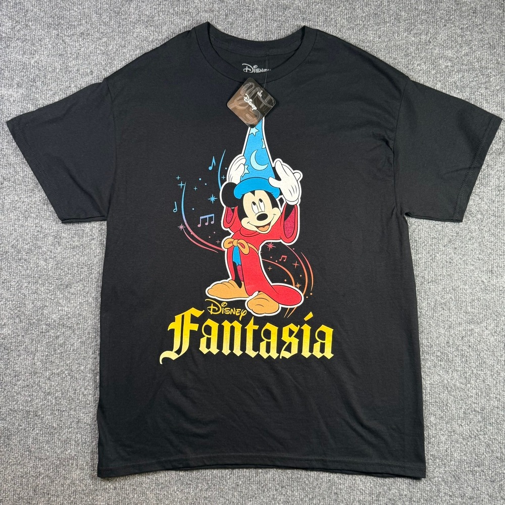 Disney Fantasia T-Shirt Mens Small Black Sorcerer Mickey Mouse Graphic Tee NWT